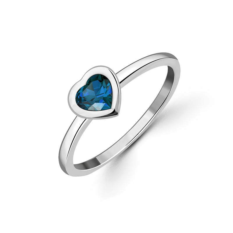 Sterling Silver London Blue Topaz Heart Ring