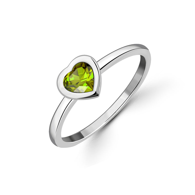 Sterling Silver Peridot Heart Ring