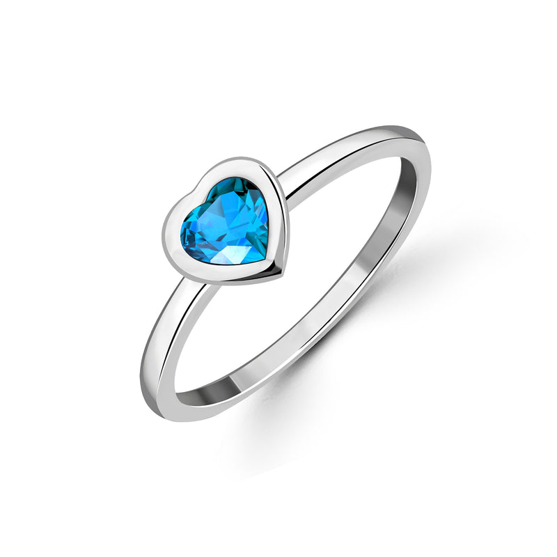 Sterling Silver Swiss Blue Topaz Heart Ring
