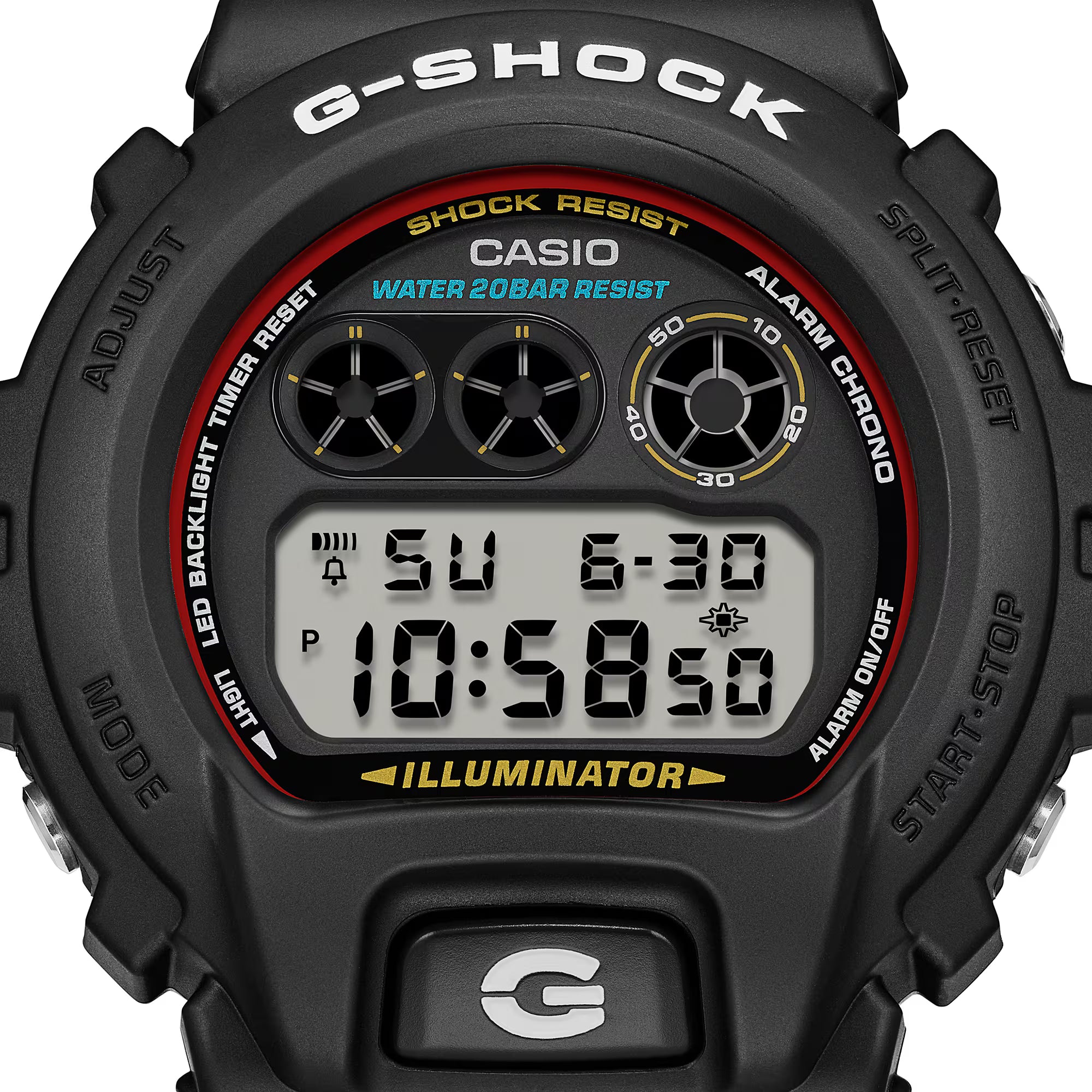 G-Shock DW-6900RL-1ER Black-Red Round Digital Watch