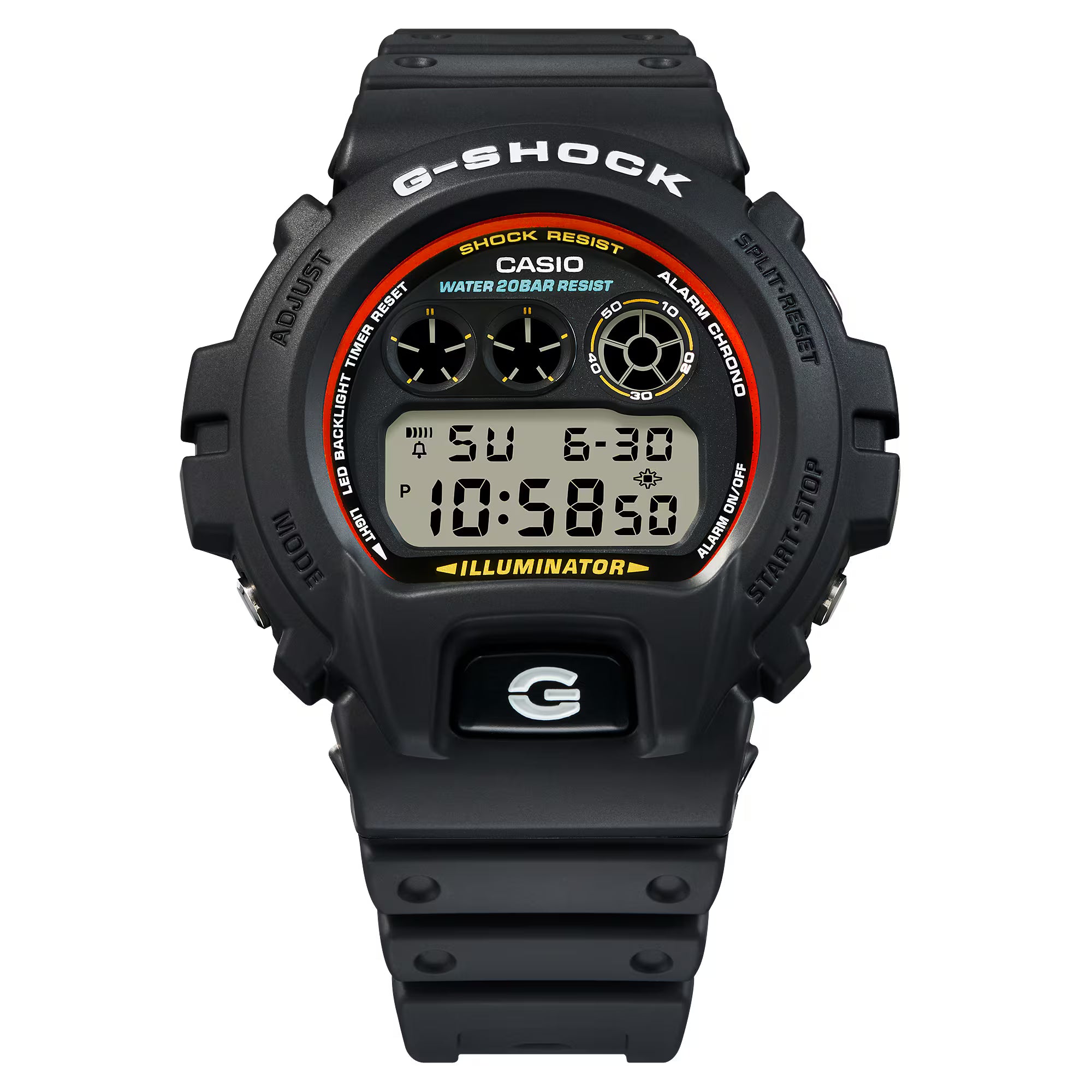 G-Shock DW-6900RL-1ER Black-Red Round Digital Watch