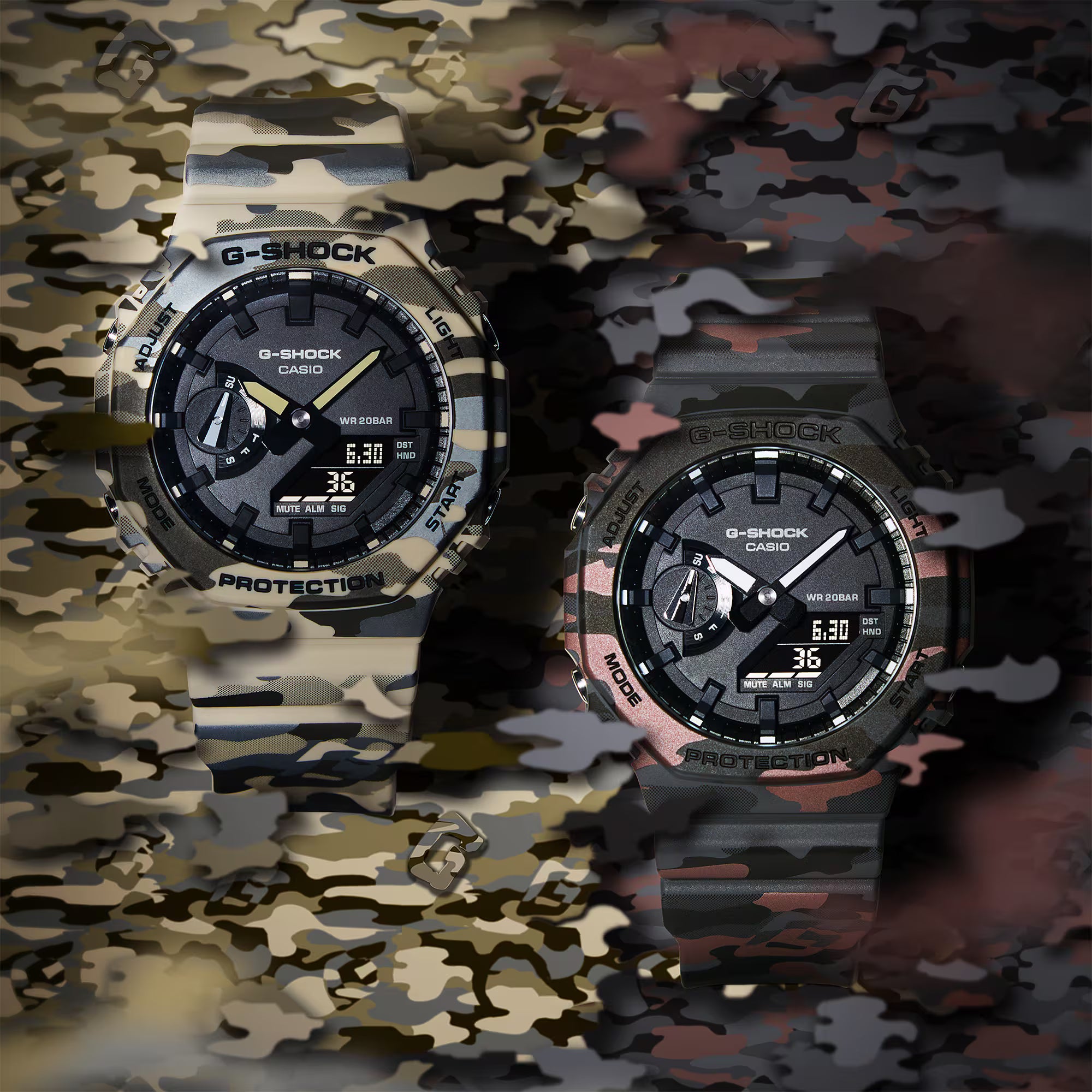 G-Shock GA-2100CM-8AER Red-Black Camo Watch
