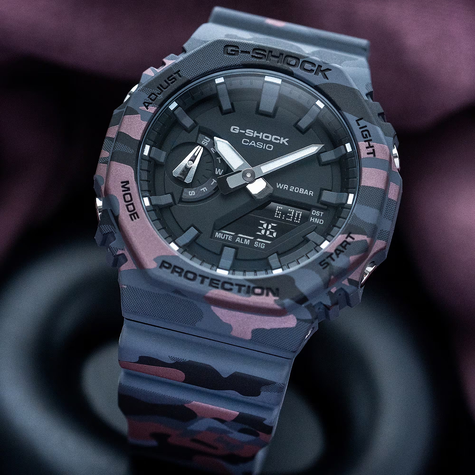 G-Shock GA-2100CM-8AER Red-Black Camo Watch