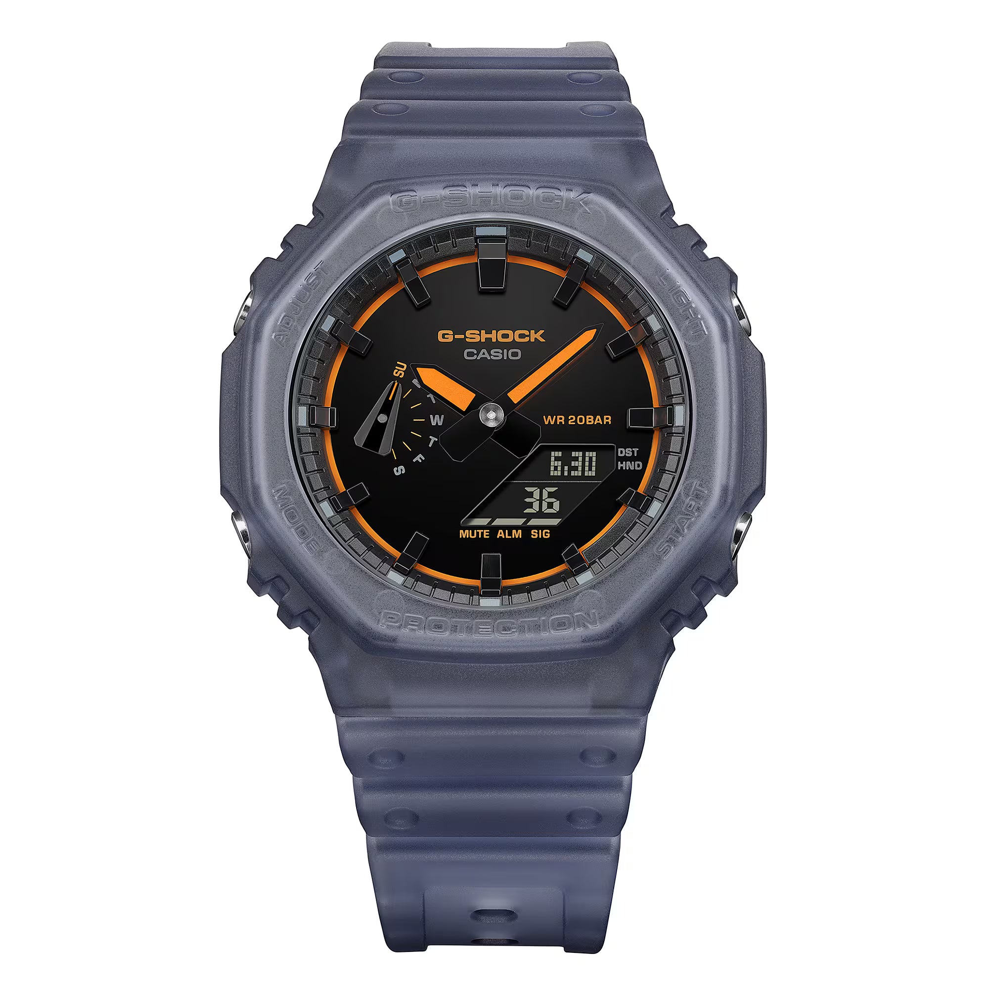 G-Shock GA-2100K-2AER Transparent Blue Neon Orange Watch