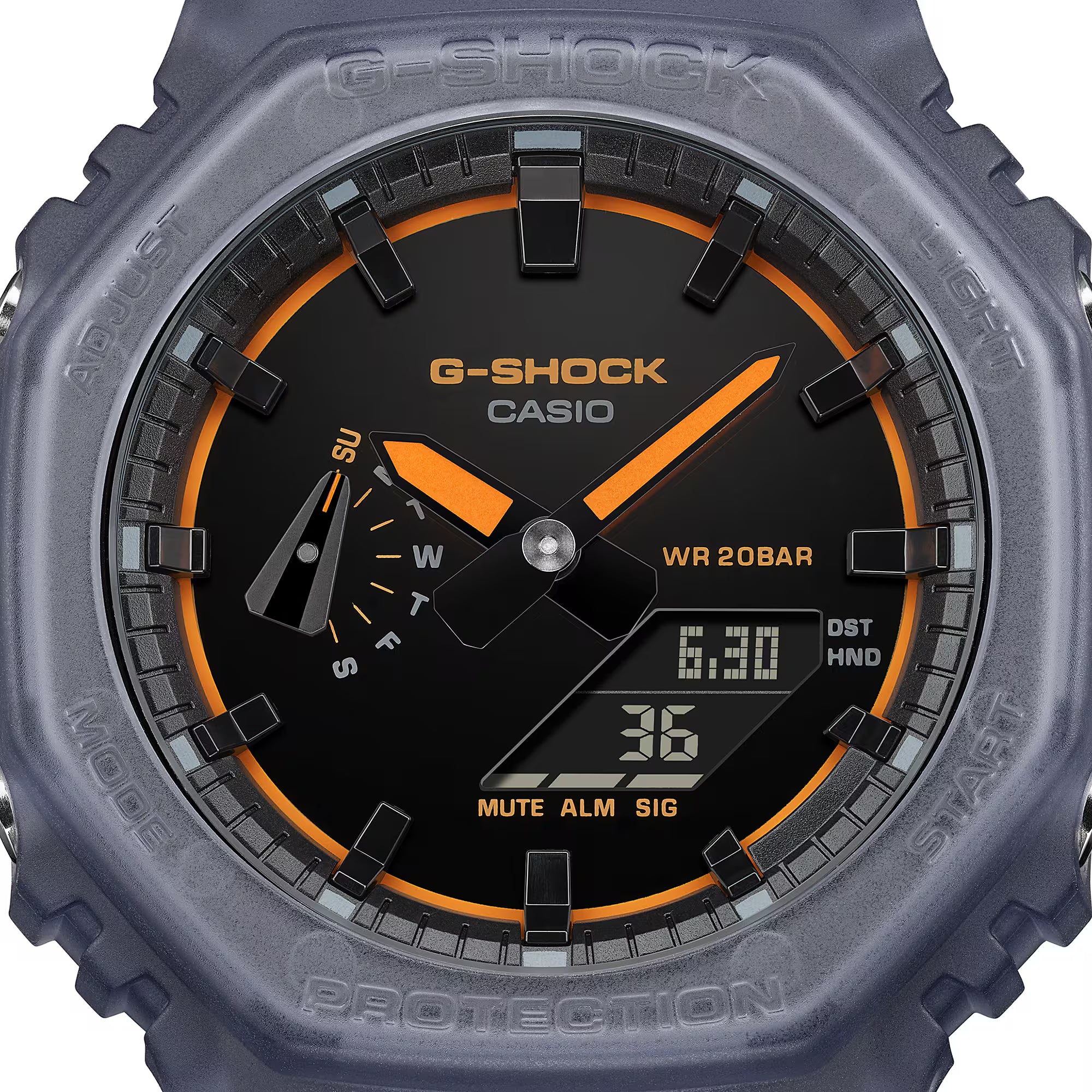 G-Shock GA-2100K-2AER Transparent Blue Neon Orange Watch