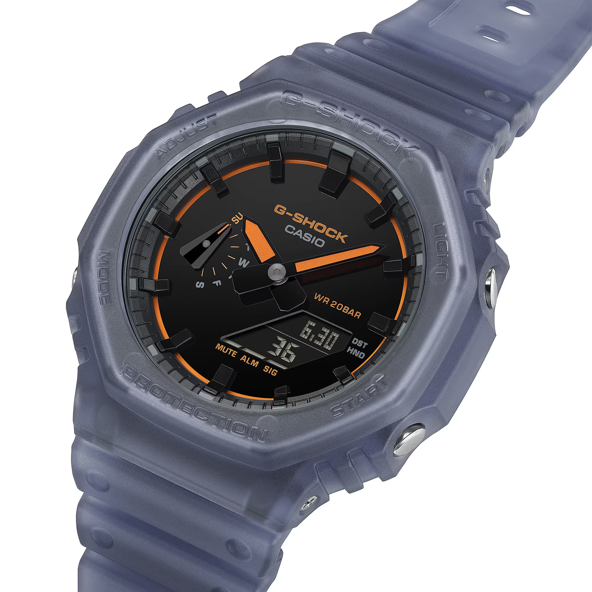 G-Shock GA-2100K-2AER Transparent Blue Neon Orange Watch