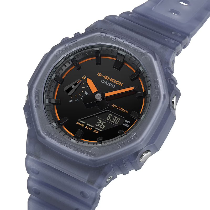 G-Shock GA-2100K-2AER Transparent Blue Neon Orange Watch