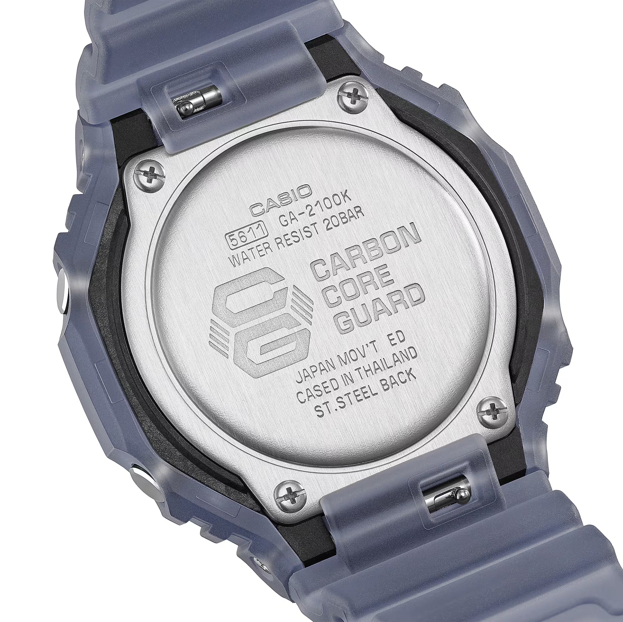 G-Shock GA-2100K-2AER Transparent Blue Neon Orange Watch