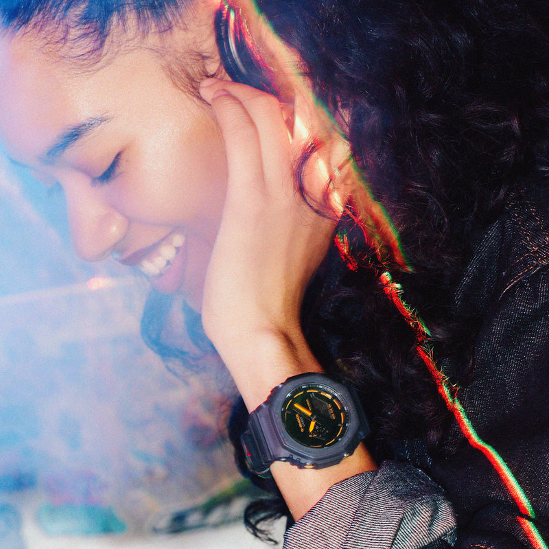 G-Shock GA-2100K-2AER Transparent Blue Neon Orange Watch