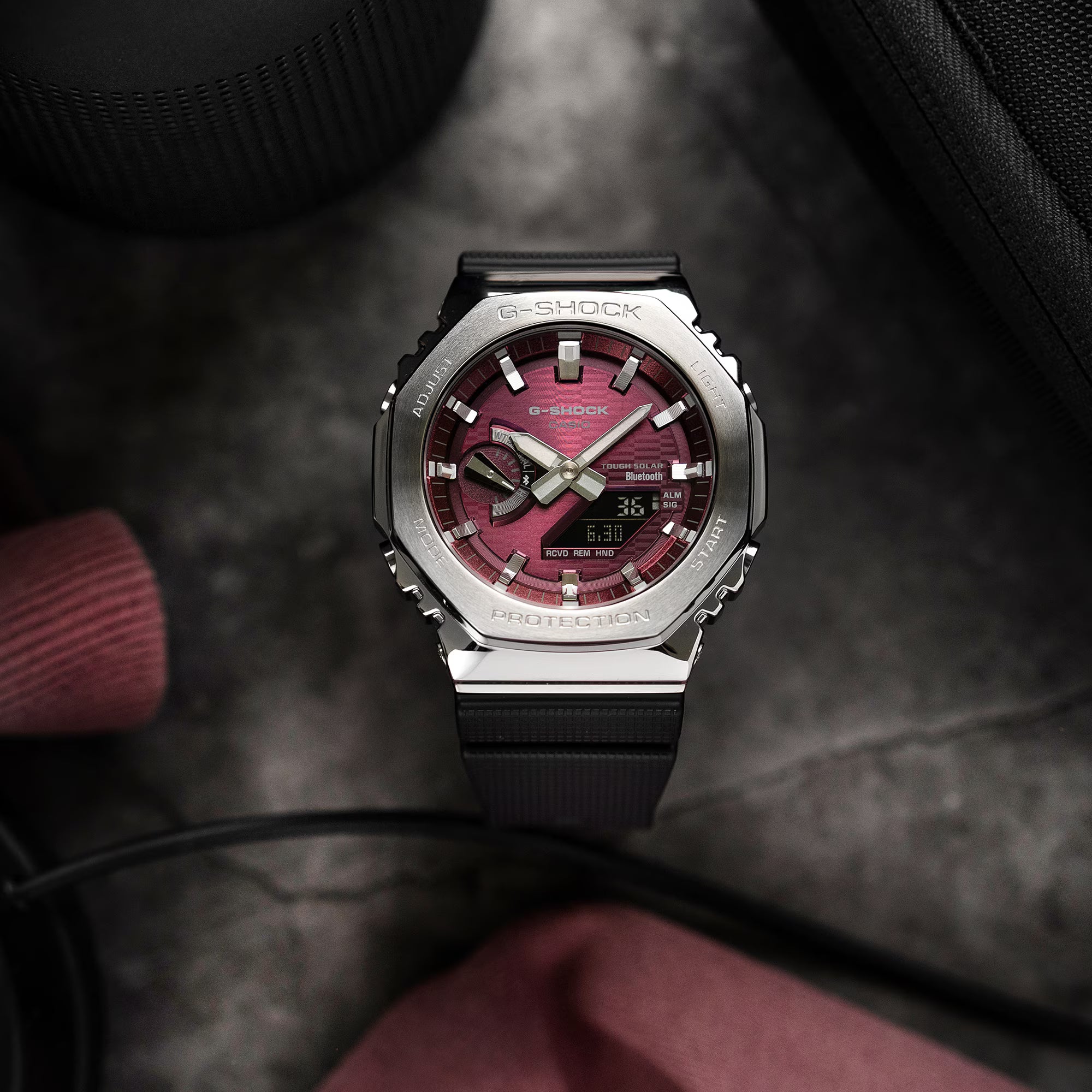 G-Shock GBM-2100A-4BER Bluetooth Solar Steel Bezel Burgundy Watch