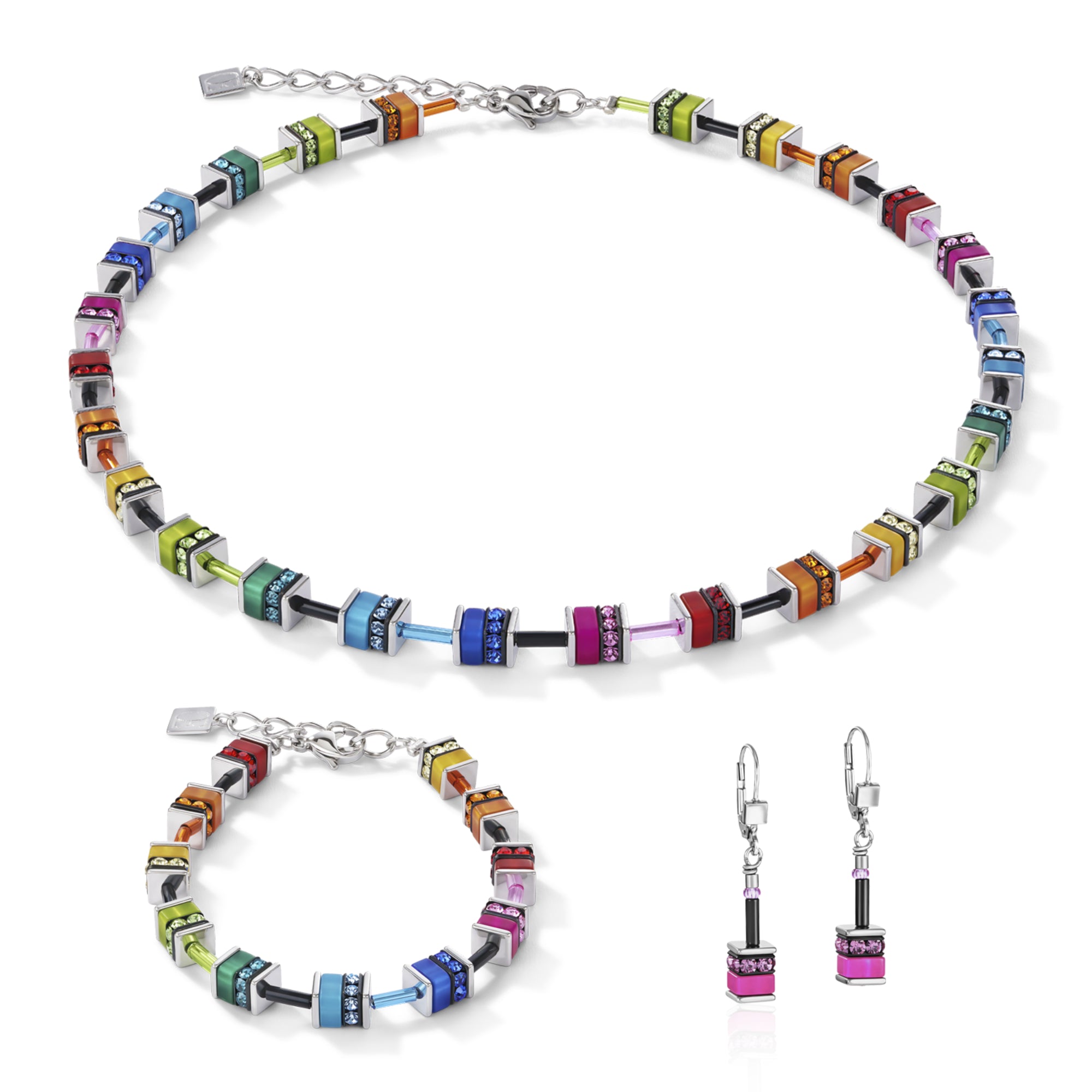 GeoCUBE Classic Polaris & Rhinestone Multicolour Earrings