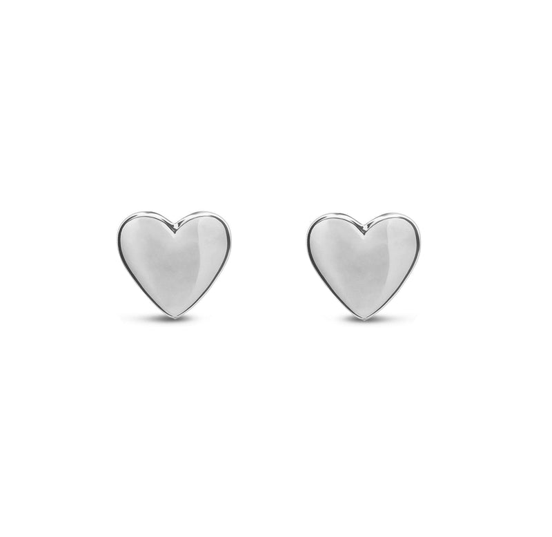 Sterling Silver Flat Heart Stud Earrings