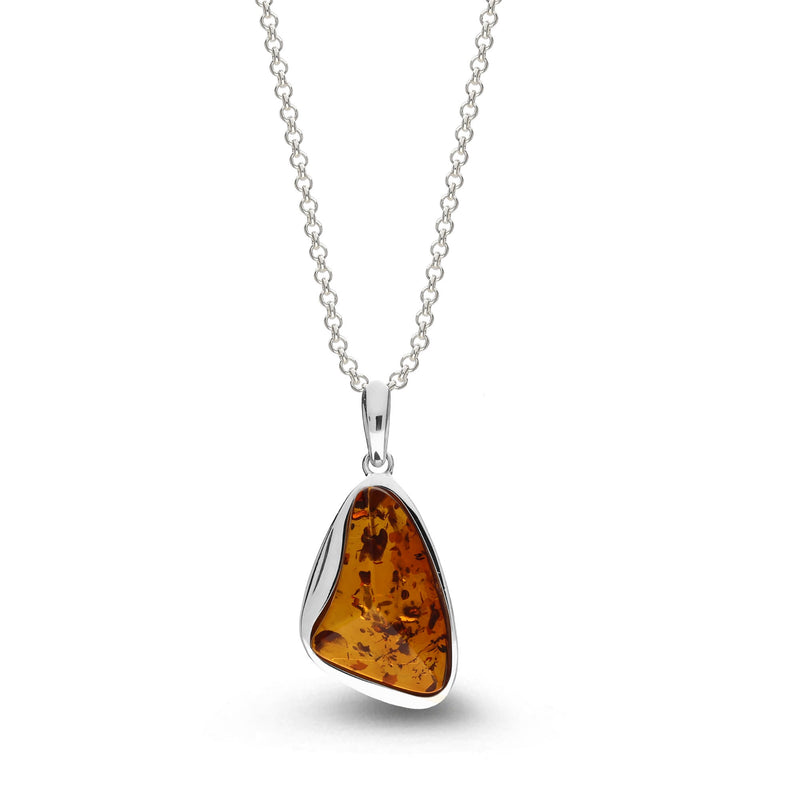 Sterling Silver Amber Handmade Pendant - HMJP-09