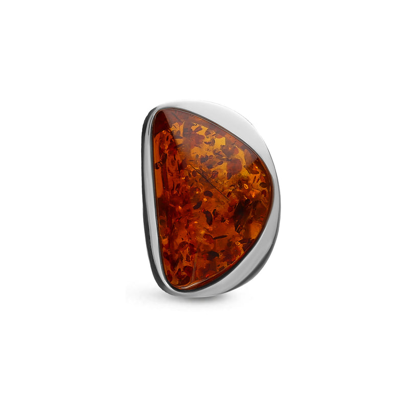 Sterling Silver Amber Handmade Ring - HMJR-01