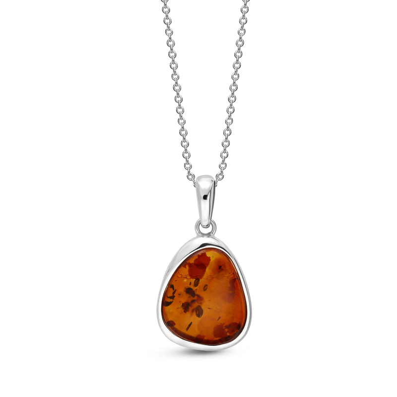 Sterling Silver Amber Handmade Pendant - HMJP-05