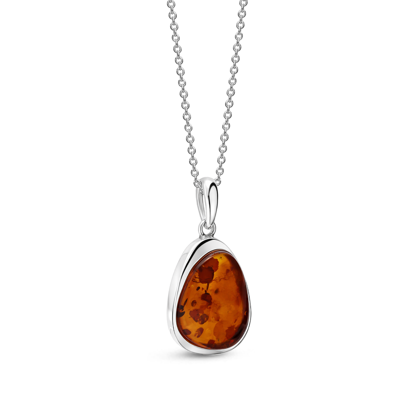 Sterling Silver Amber Handmade Pendant - HMJP-05