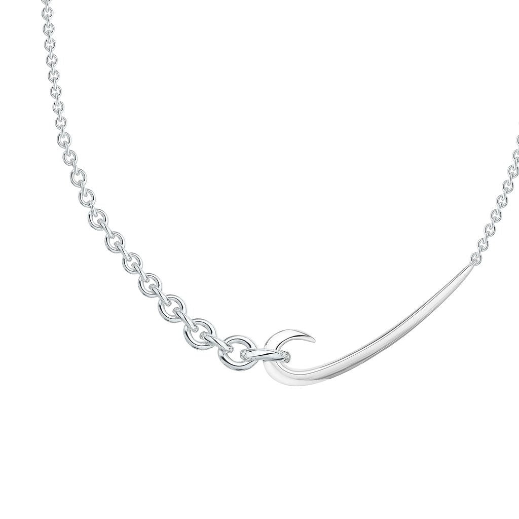 Silver Hook Chain Choker Necklace