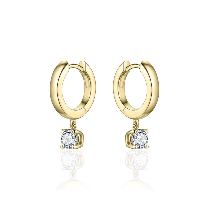 Gold Vermeil 4-Claw CZ Drop Huggie Hoops
