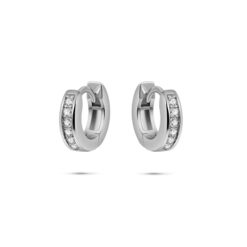 Silver Channel Set CZ Hoops 12mm