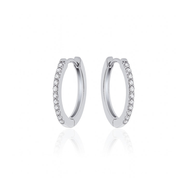 Silver Pave CZ Hoops 13.5mm