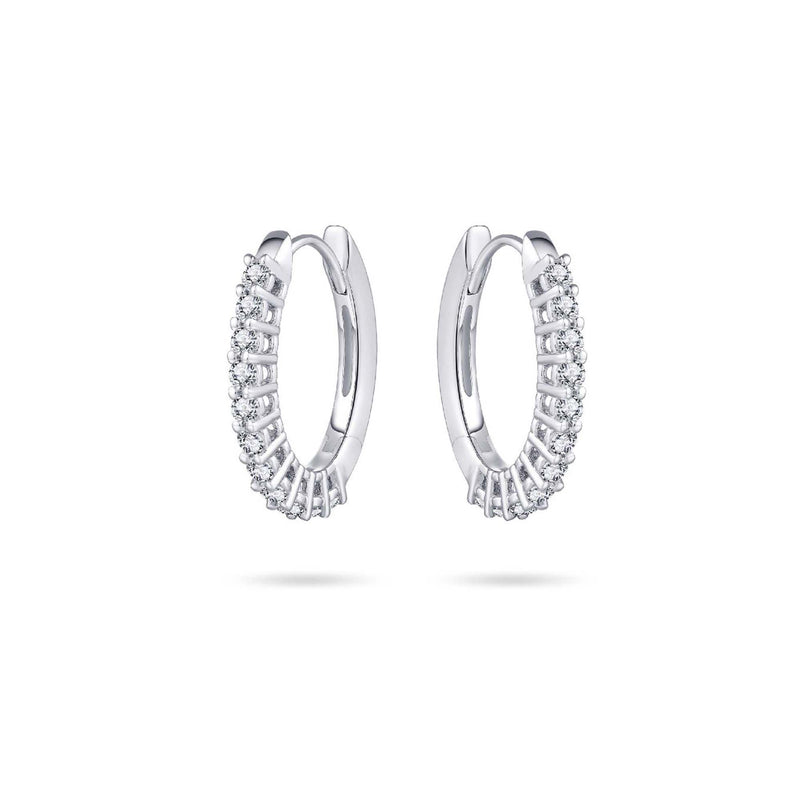 Silver CZ Dazzling Oval Hoops 20mm