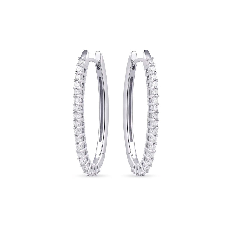 Silver CZ Dazzling Oval Hoops 35mm