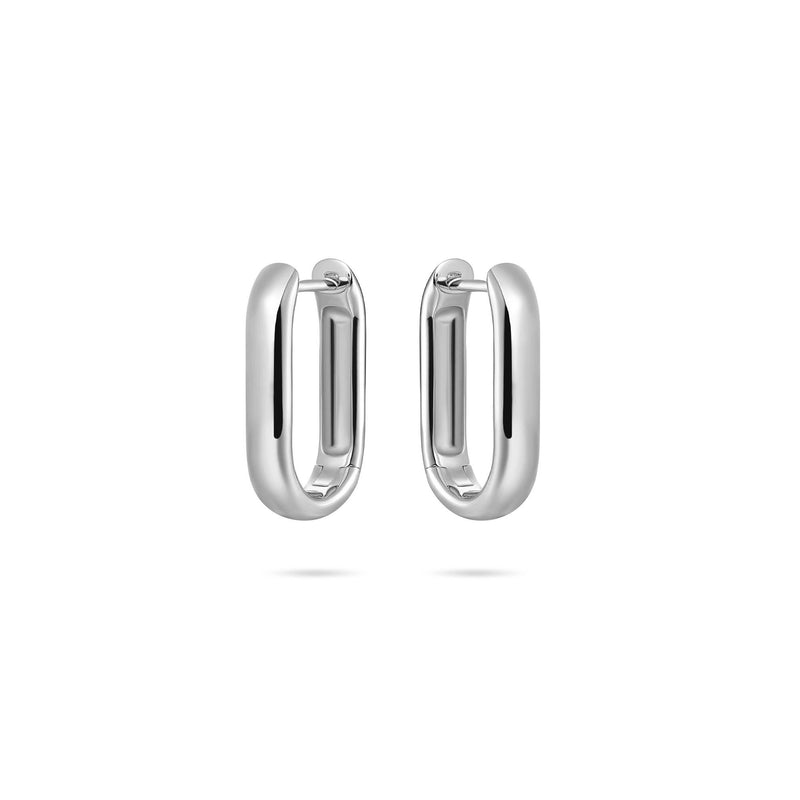 Silver Bold Long Hoop Earrings 20mm