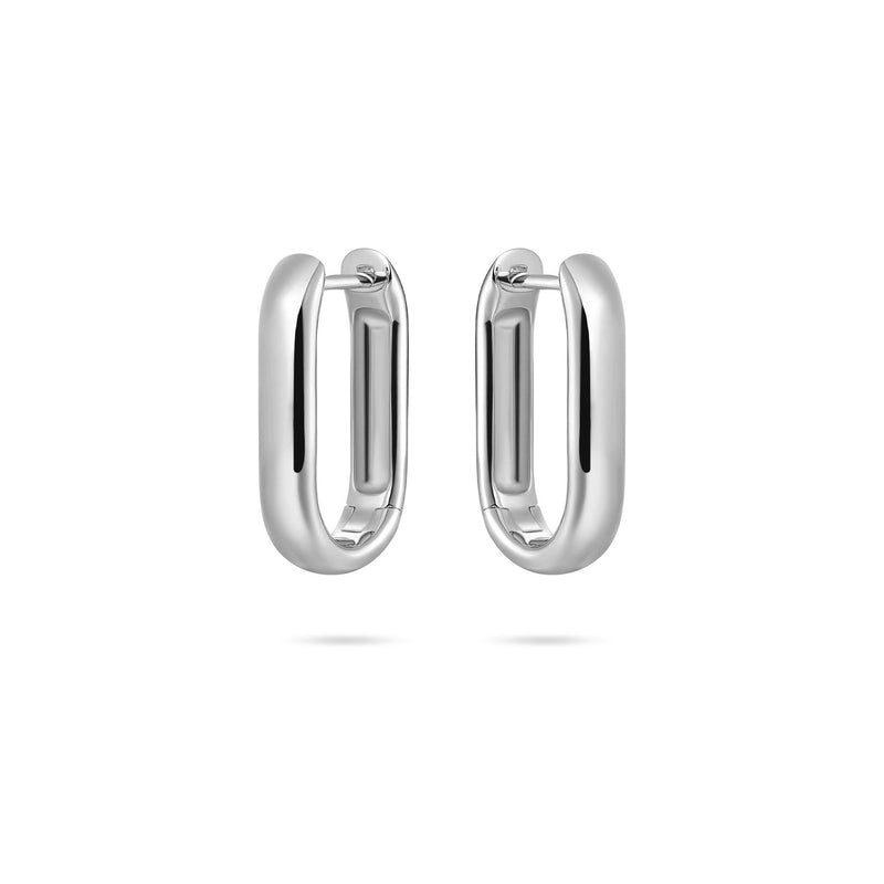 Silver Bold Long Hoop Earrings 30mm