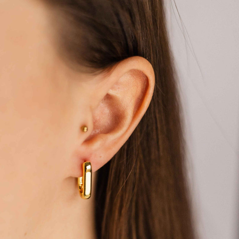 Gold Vermeil Bold Long Hoop Earrings 30mm