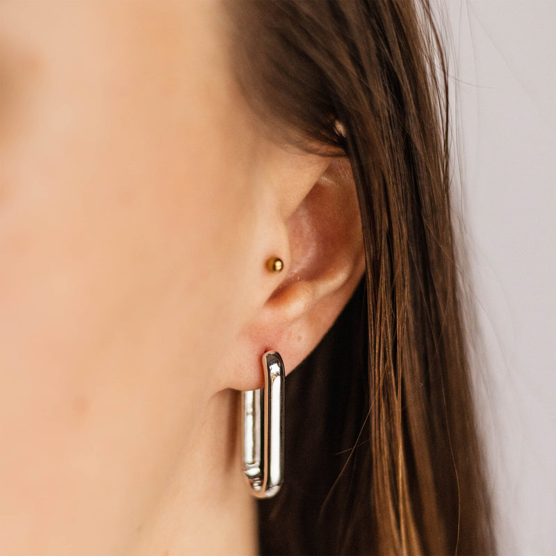 Silver 30mm Bold Extra Maxi Long Hoop Earrings
