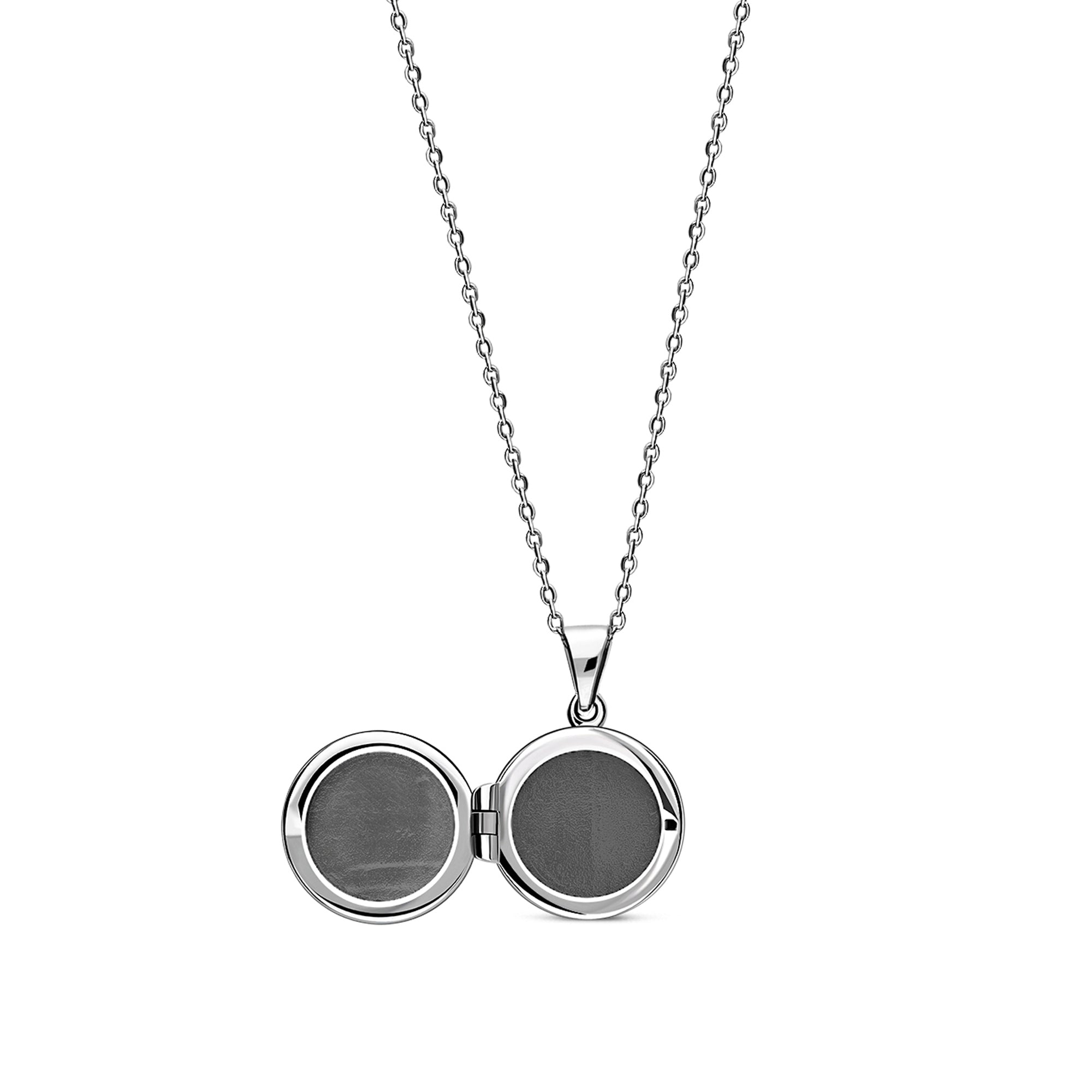 Sterling Silver Whitby Jet Plain Round Locket