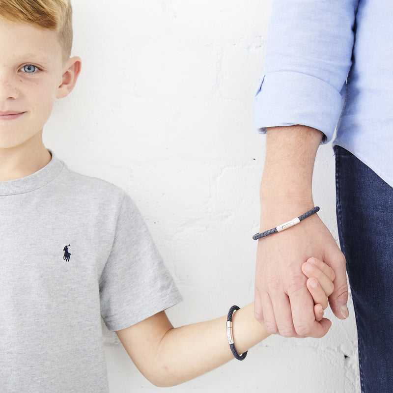 Hugo - Boys Navy Leather Bracelet