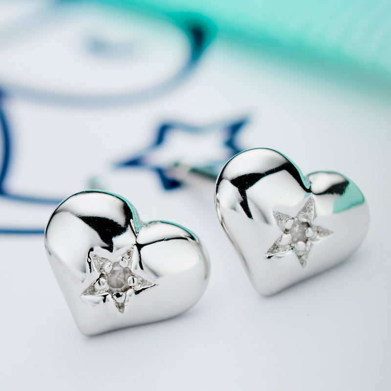Suri - Diamond Heart Stud Earrings