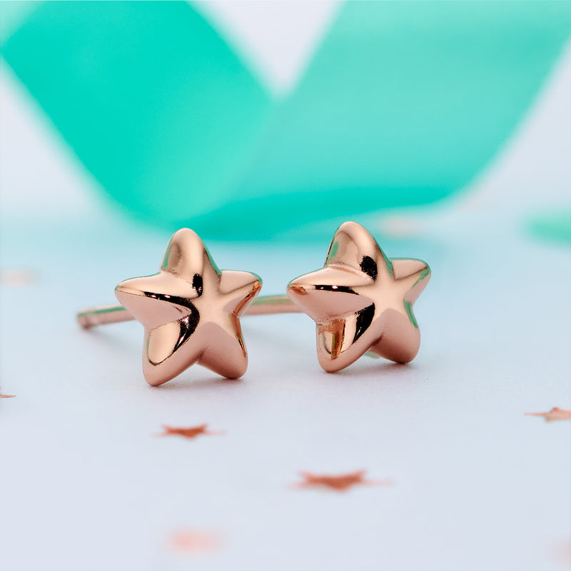 Amelia - Rose Gold Star Stud Earrings