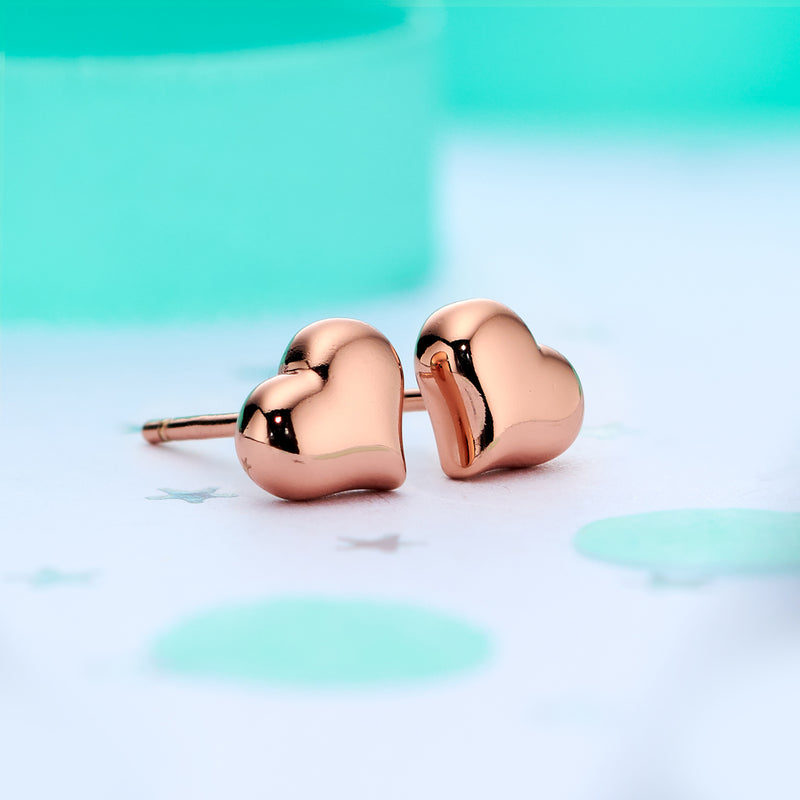 Emily - Rose Gold Heart Stud Earrings