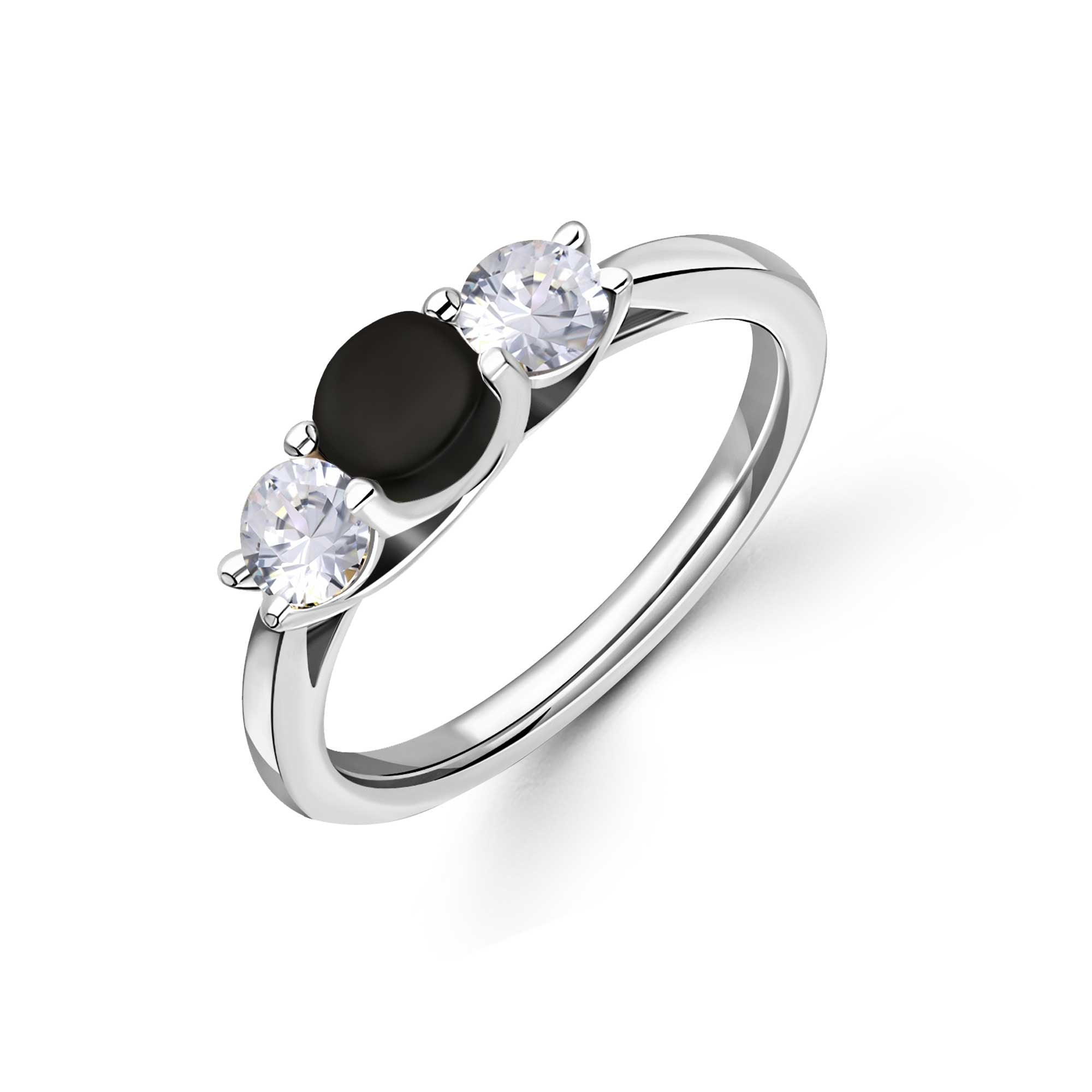 Whitby Jet & Diamond Trilogy Engagement Ring