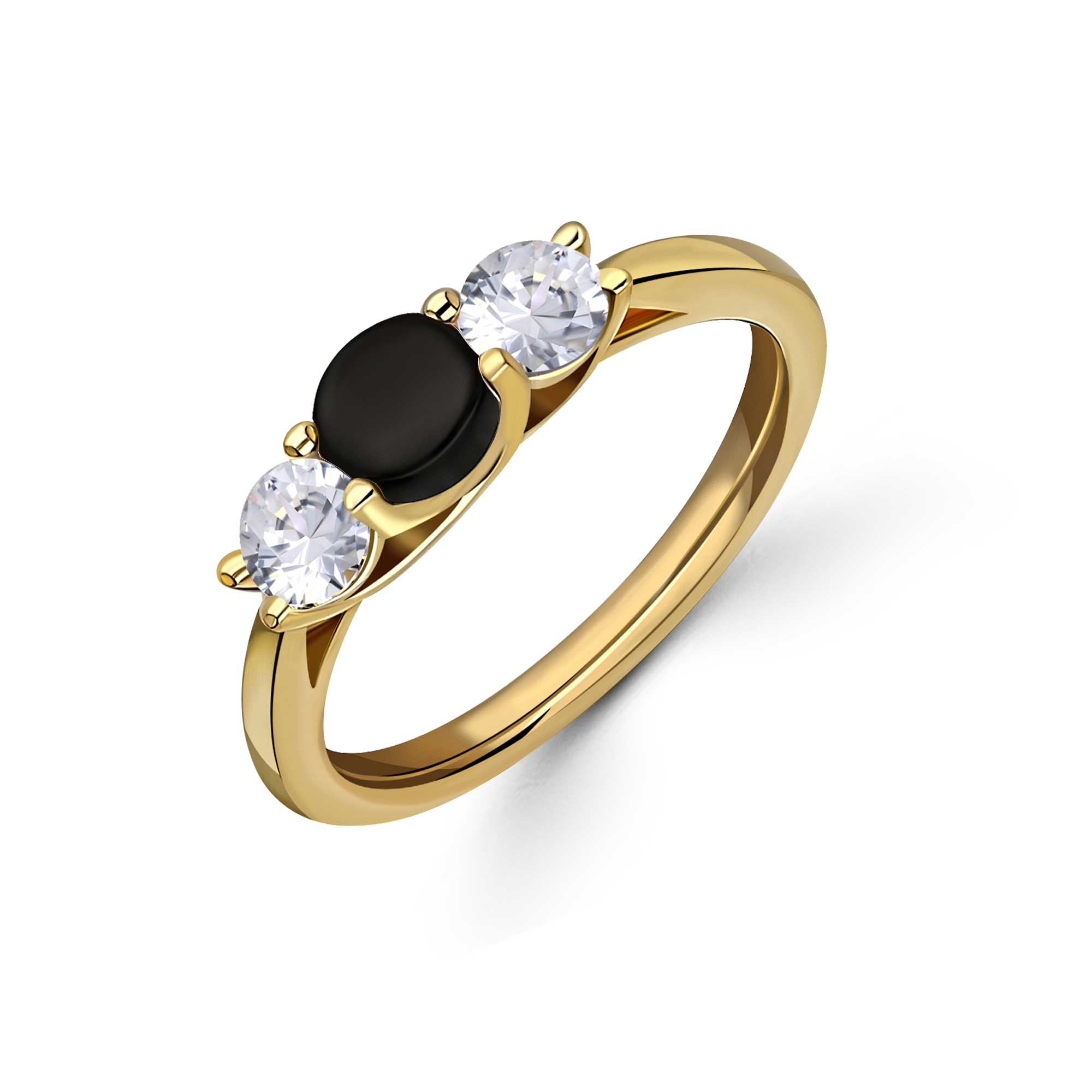 Whitby Jet & Diamond Trilogy Engagement Ring