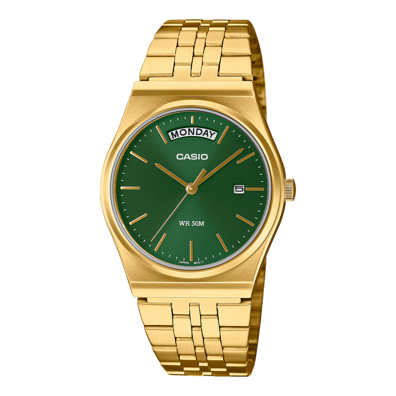 Casio Vintage Gold Green Day-Date Watch MTP-B146G-3AVEF