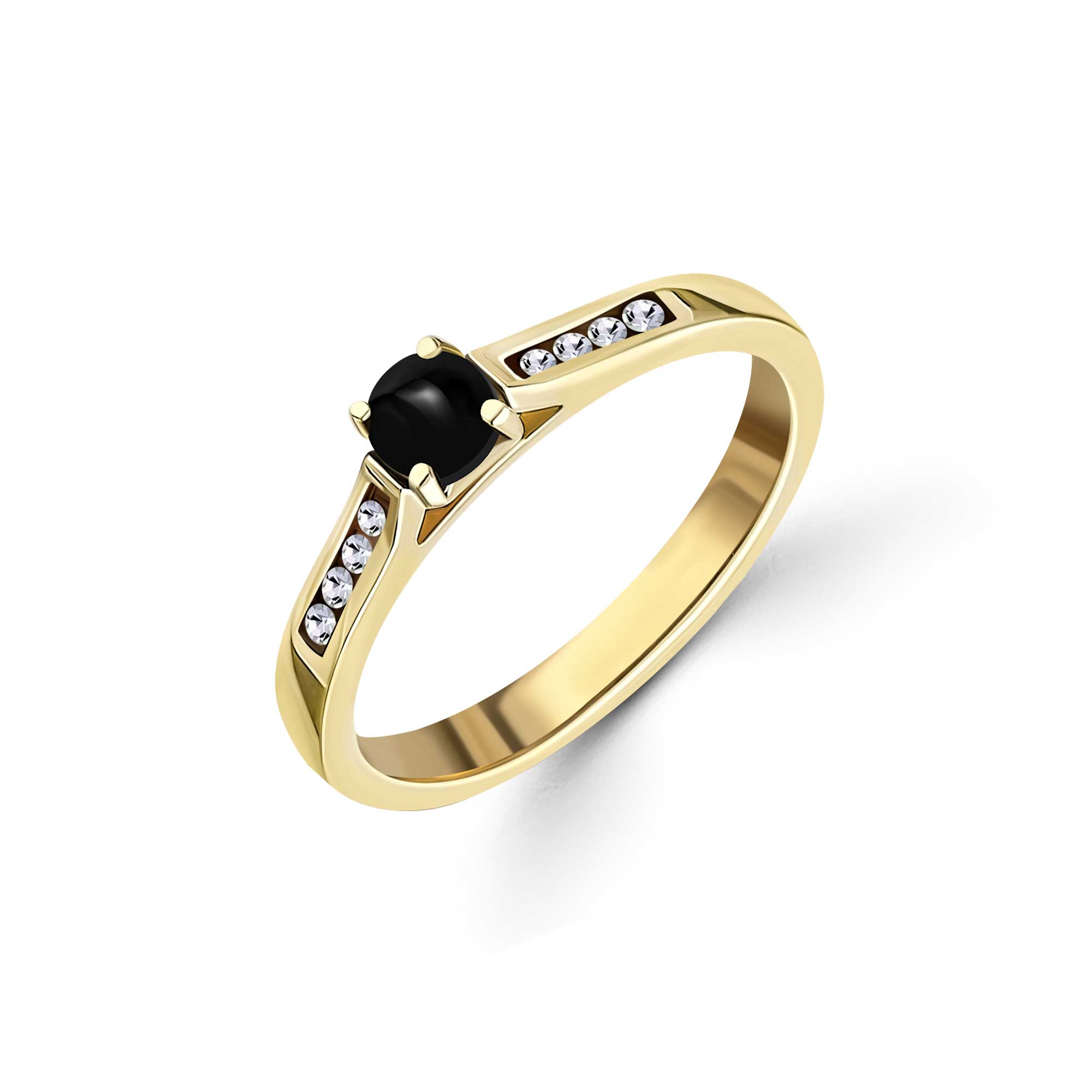 Whitby Jet & Diamond 0.10ct Engagement Ring