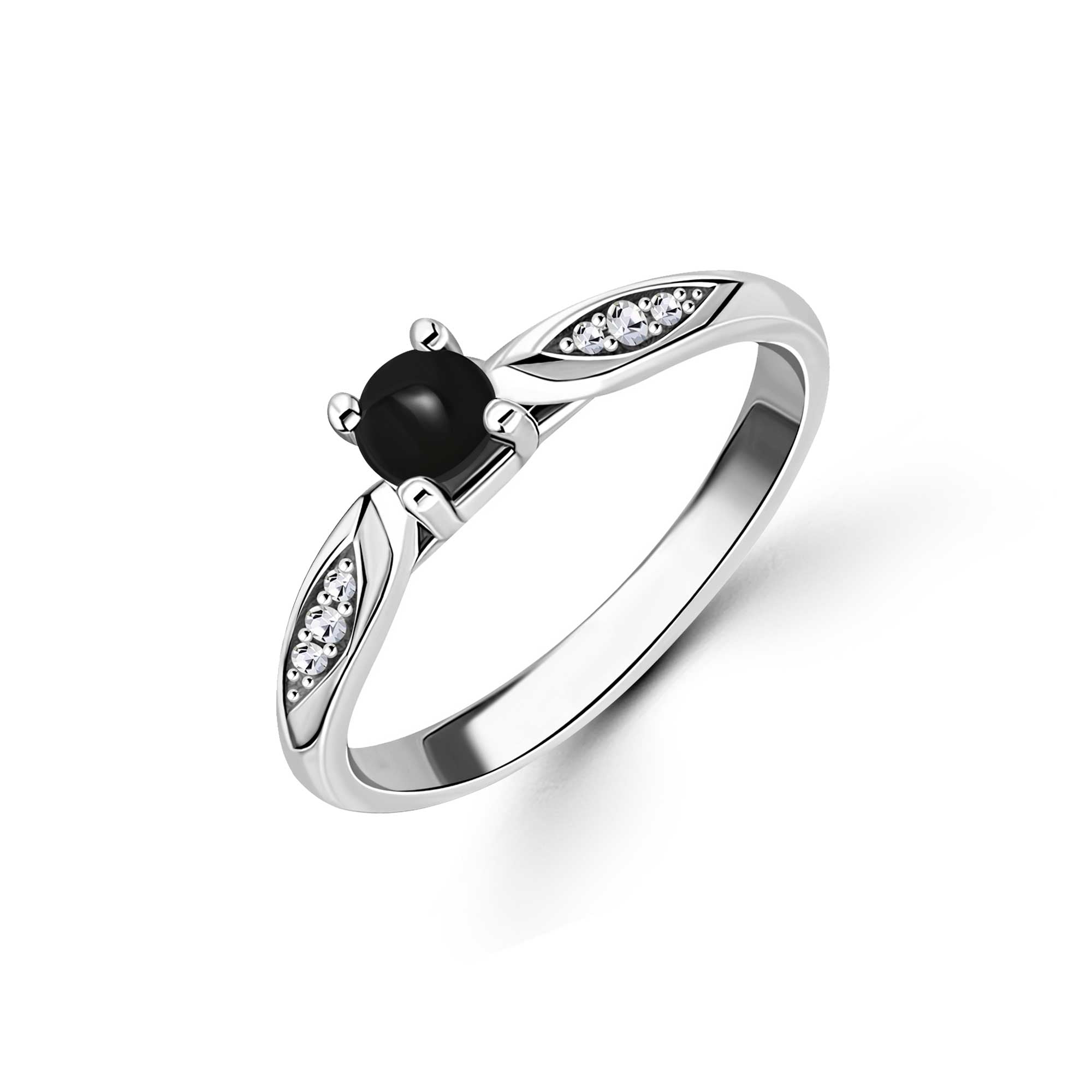 Whitby Jet & Diamond 0.05ct Engagement Ring