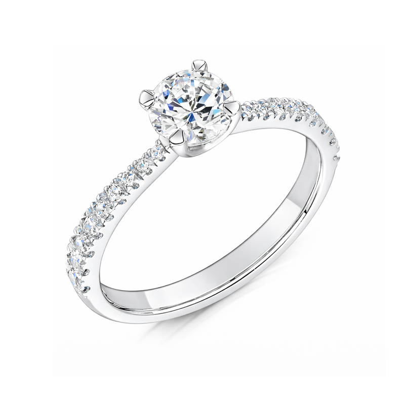 9ct White Gold 0.33ct  Round Brilliant Cut Natural Diamond Talon Claw Set Ring