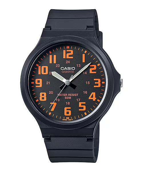 Casio MW-240-4BVEF Black & Orange Resin Strap Watch