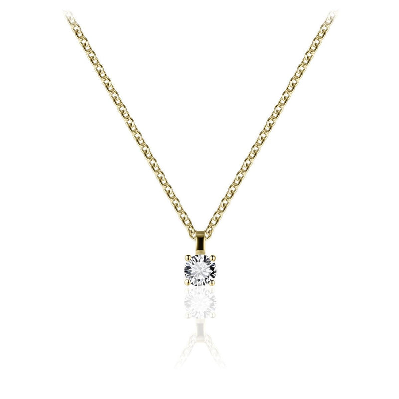 Gold Vermeil 4-claw CZ 4mm Pendant