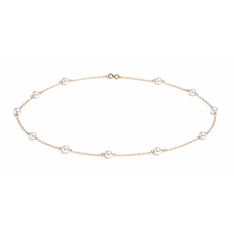 9ct Yellow Gold Pearl Trace Chain Necklace