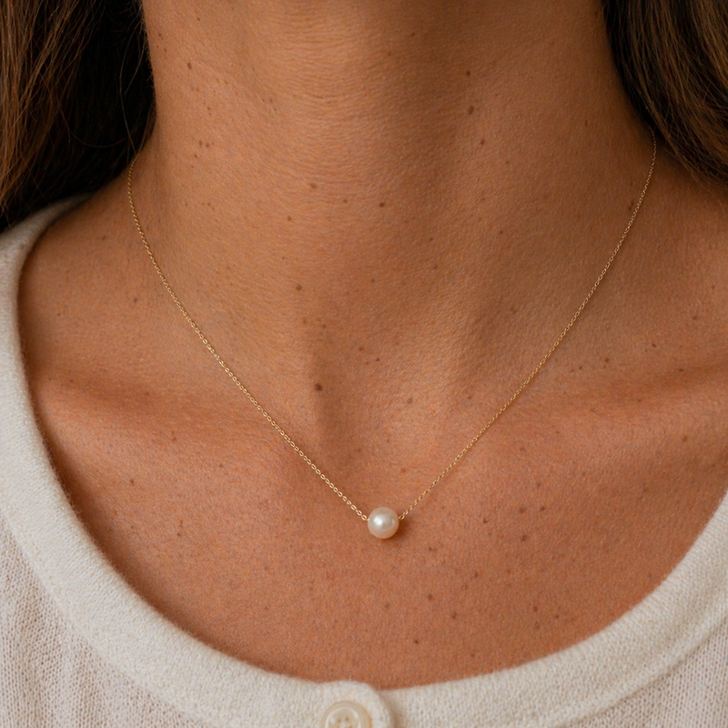 9ct Yellow Gold Pearl Sliding Necklace 7mm
