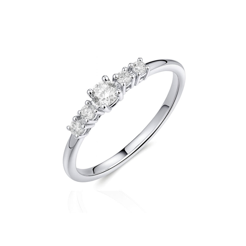 Silver CZ Five Stone Ring