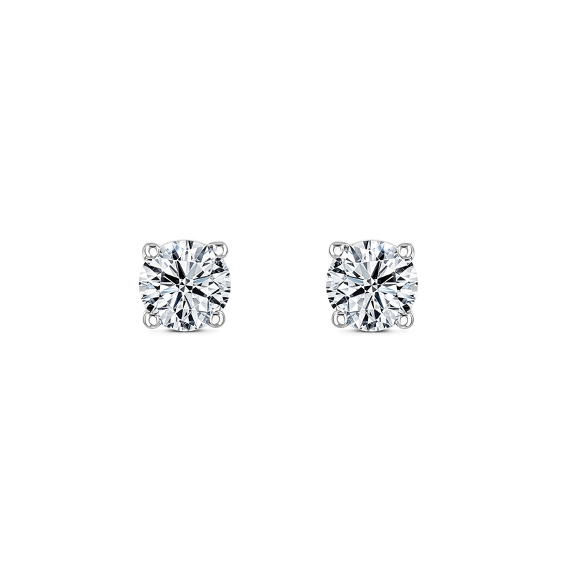 9ct White Gold Natural 0.20ct Diamond Four Claw Round Stud Earrings