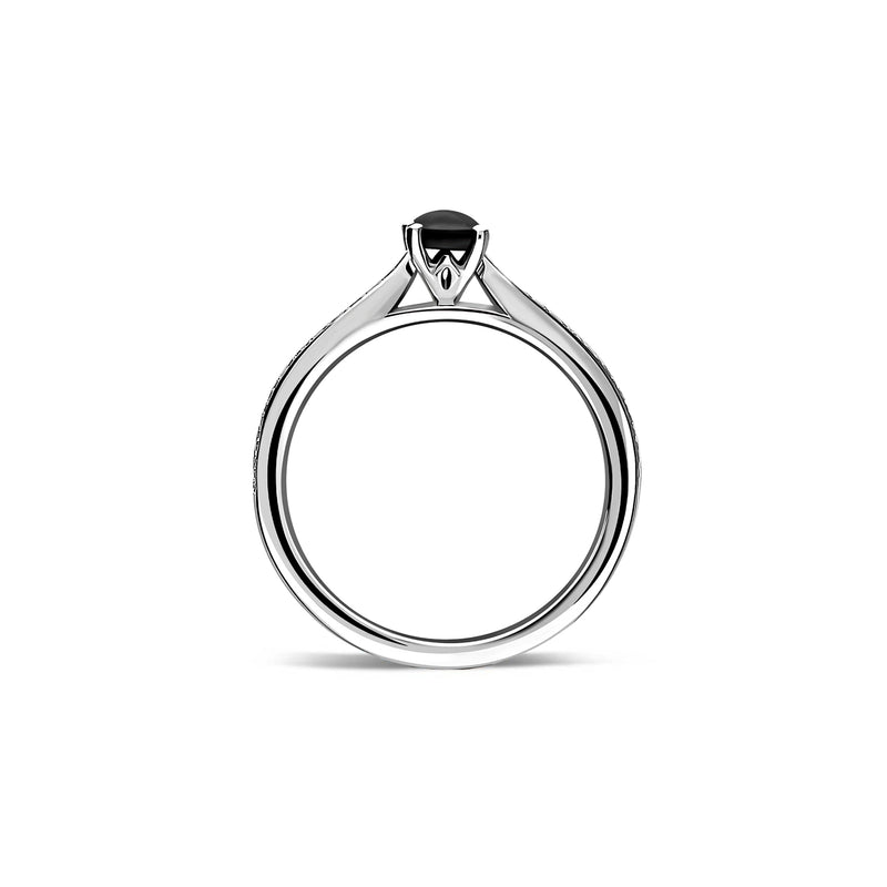 Whitby Jet & Diamond Oval Engagement Ring
