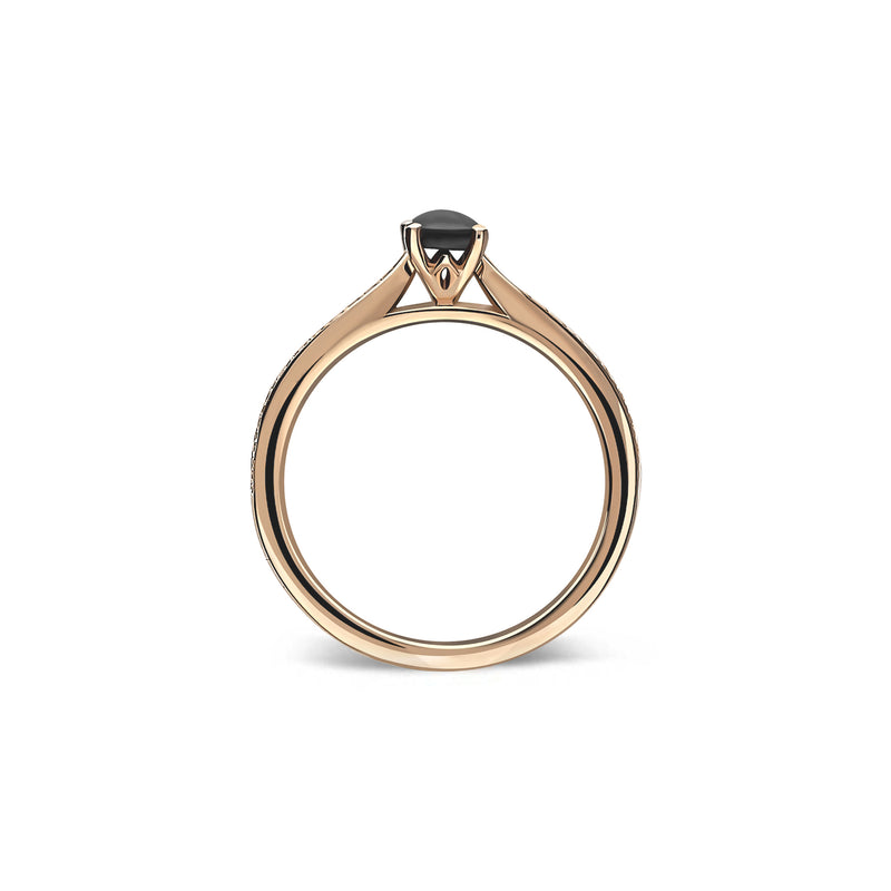 Whitby Jet & Diamond Oval Engagement Ring