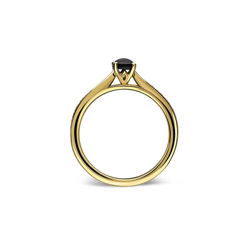 Whitby Jet & Diamond Oval Engagement Ring